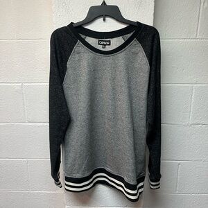 Carbon Men's Black and Gray Crewneck Sweater. Large